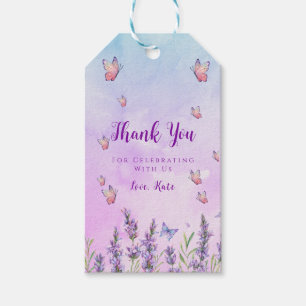 Purple Flowers and Butterflies Gift Tag