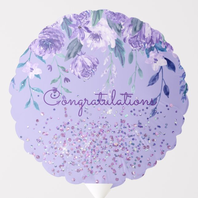 Purple Flowers and Glitter Balloon (Front)
