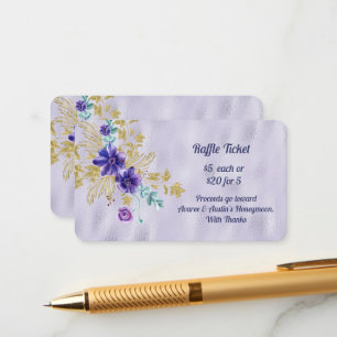Purple Flowers and Gold Leaves Purple Foil Raffle Enclosure Card