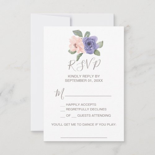 Purple Flowers and Lace Song Request RSVP Card