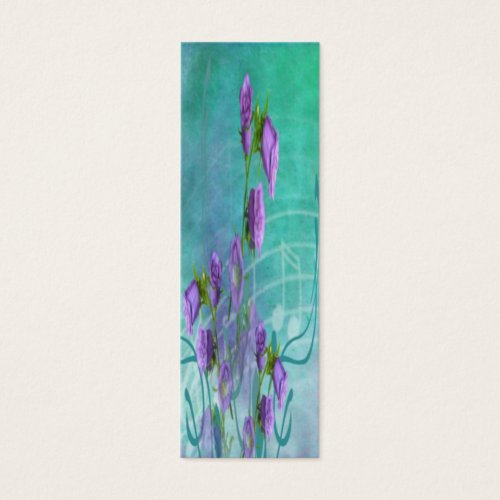 Purple Flowers and Musical Notes Bookmark Business Cards