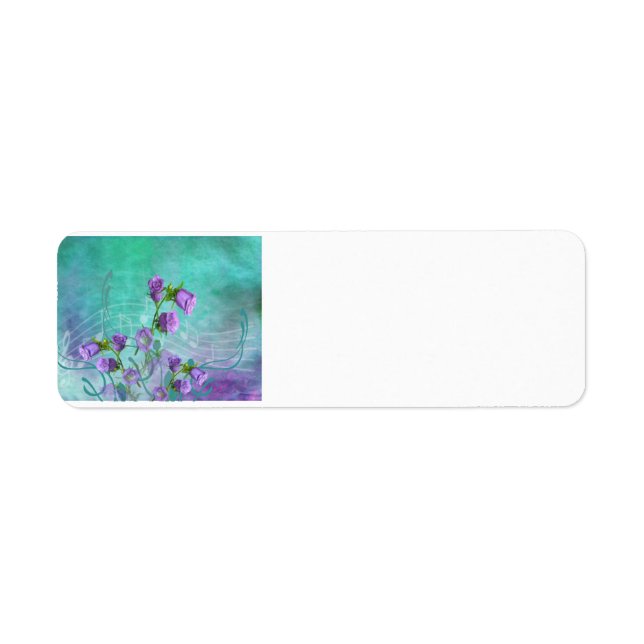 Purple Flowers and Musical Notes Label (Front)