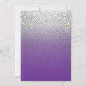 Purple Flowers and Silver Glitter Invitation (Back)