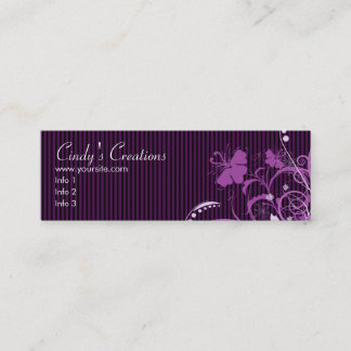 Purple Flowers and Stripes Mini Business Card