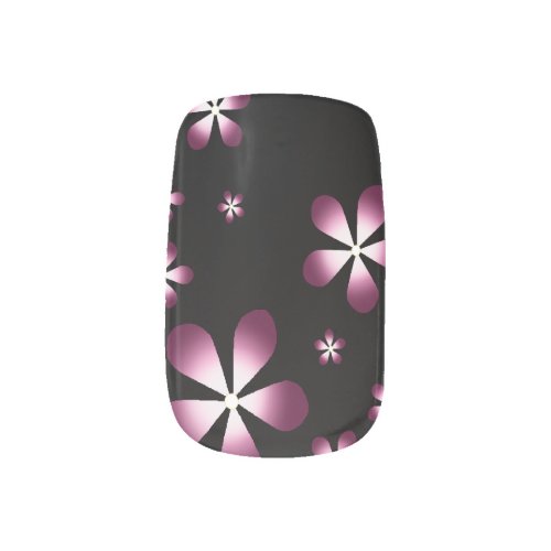 Purple Flowers Angle French Tips Nail Art Decals