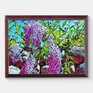 purple flowers award plaque