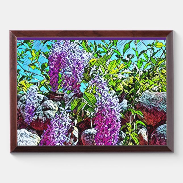 purple flowers award plaque (Horizontal)
