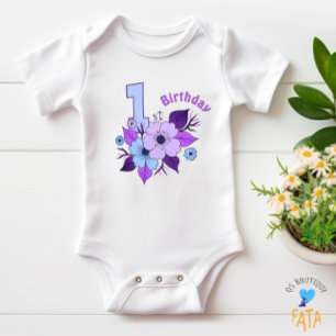 Purple flowers baby bodysuit