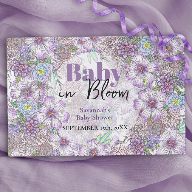 Purple Flowers Baby in Bloom Paper Placemat (Creator Uploaded)