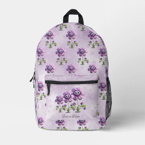 Purple Flowers Backpack Cut Sew Bag
