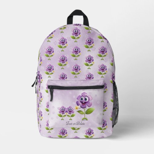Purple Flowers Backpack Cut Sew Bag