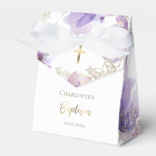 purple flowers Baptism Favor Box