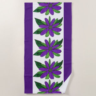 Purple Flowers Beach Towel
