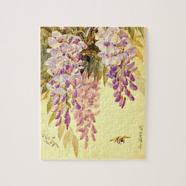 Purple Flowers & Bees Paul de Longpre Puzzle (Vertical)