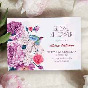 Purple flowers bloom bridal shower invitation