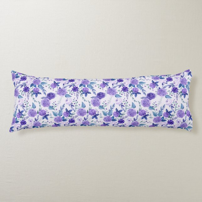 Purple Flowers Body Pillow (Front)