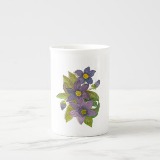 Purple flowers bone china mug