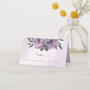 purple flowers botanical wedding place card