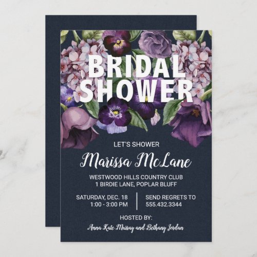 Purple Flowers Bridal Shower Invitation