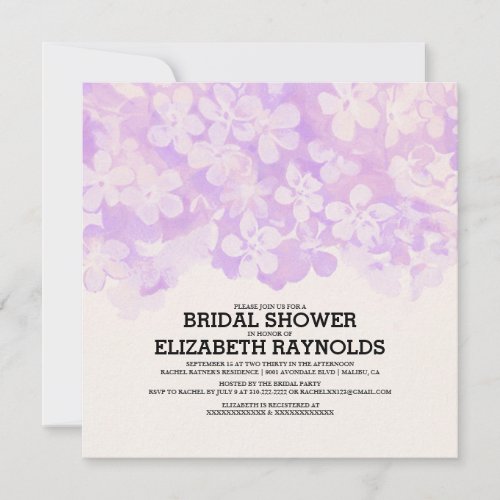 Purple Flowers Bridal Shower Invitations