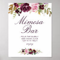 purple flowers bridal shower mimosa bar sign