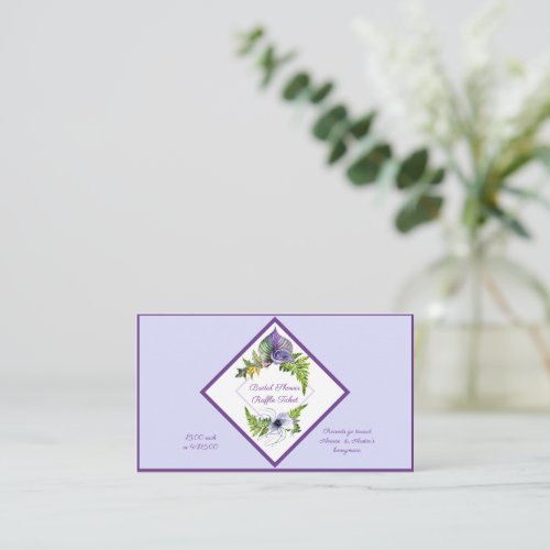 Purple Flowers Bridal Shower Raffle Tickets Enclosure Card