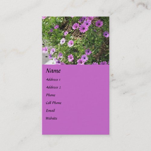 purple flowers business cards
