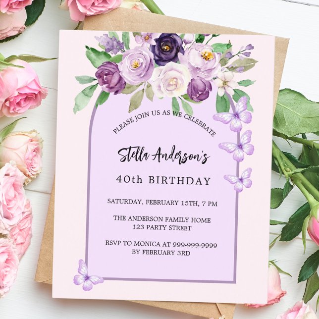 Purple flowers butterflies arch budget birthday  (Creator Uploaded)