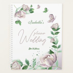 purple flowers & butterflies greenery wedding planner
