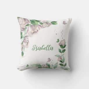 purple flowers butterflies throw pillow