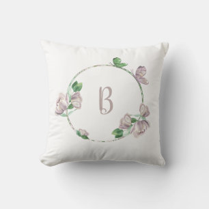 purple flowers butterflies throw pillow
