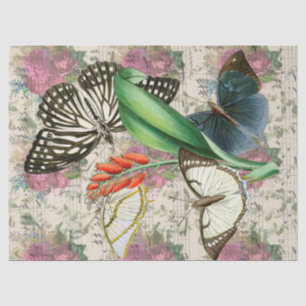 Purple Flowers, Butterflies with Music Decoupage Tissue Paper