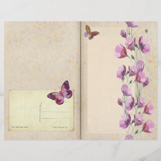 Purple Flowers & Butterfly Journal Page