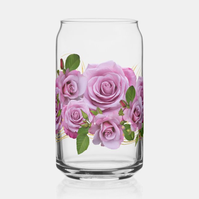 purple flowers can glass (Left)