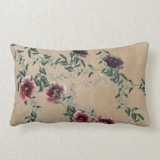 Purple Flowers Cascading Over Wall Lumbar Pillow