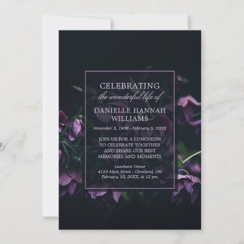 Purple Flowers _ Celebration of Life Memorial Invitation
