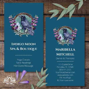 Purple Flowers Celestial Raven Crystals Wreath  Business Card