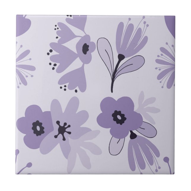 Purple Flowers  Ceramic Tile (Front)