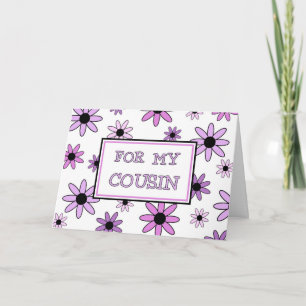 Purple Flowers Cousin Flower Girl Invitation Card