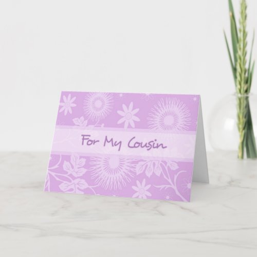 Purple Flowers Cousin Thank You Flower Girl Card