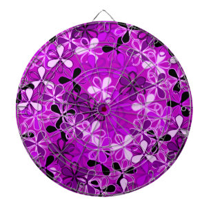 Purple Flowers Dartboard With Darts