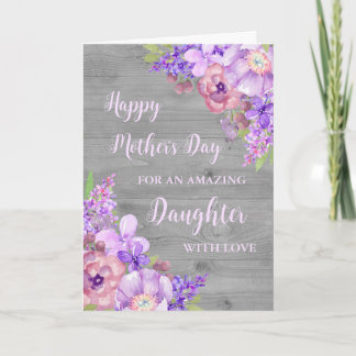 Purple Flowers Daughter Happy Mother's Day Card