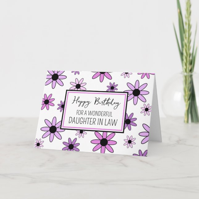 Purple Flowers Daughter in Law Birthday Card (Front)