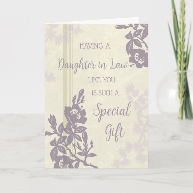 Purple Flowers Daughter in Law Birthday Card (Front)