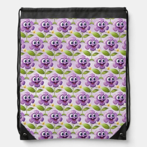 Purple Flowers Drawstring Backpack