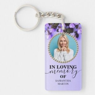 Purple Flowers Drips Memorial In Loving Memory Keychain