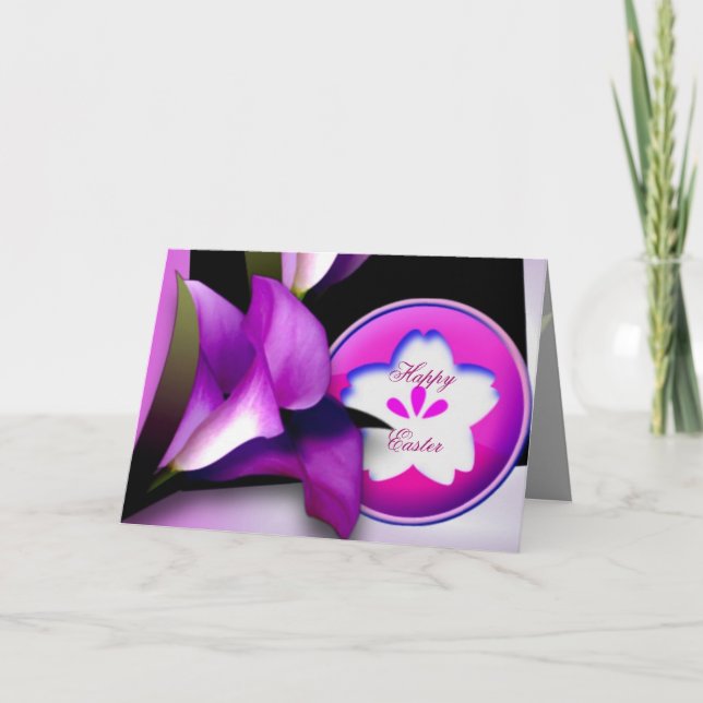 Purple Flowers Easter Card (Front)