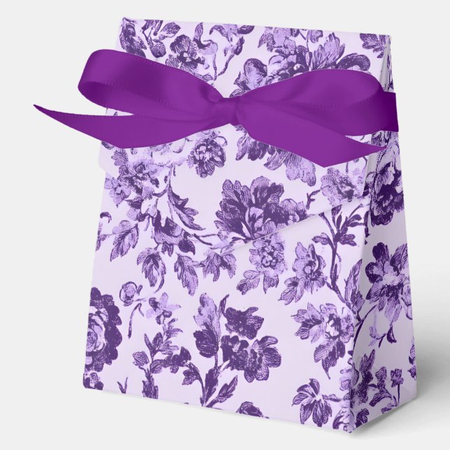 Purple Flowers Favor Boxes (Front)