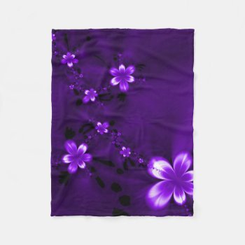 Purple Flowers Fleece Blanket by BOLO_DESIGNS at Zazzle