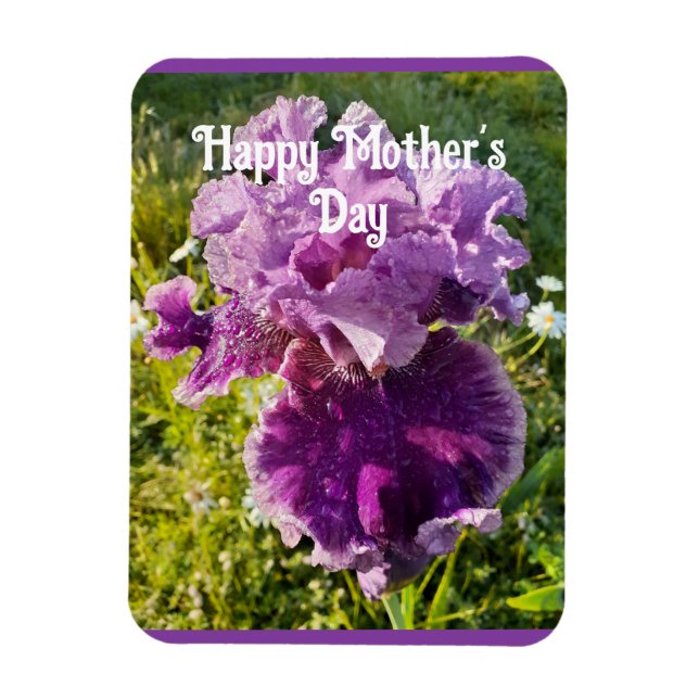 Purple Flowers Floral Iris Irises Mothers Day Card Magnet (Vertical)